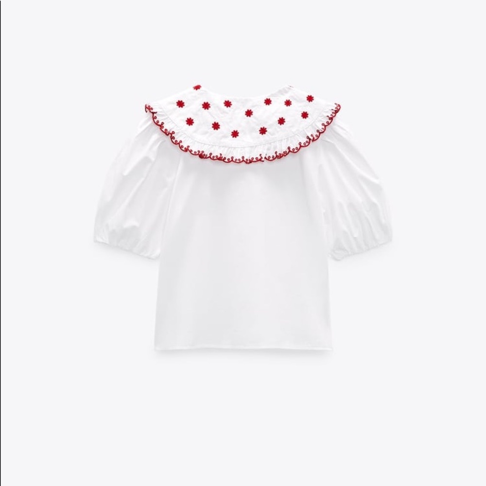 Zara embroidered poplin top - Picture 6 of 7